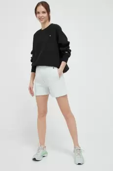 Champion pantaloni scurti femei, culoarea verde, neted, high waist imagine