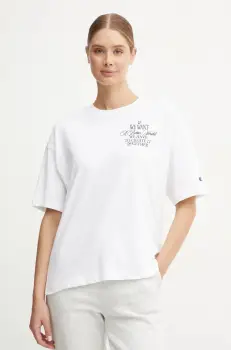 Champion tricou din bumbac femei, culoarea alb, 117473 imagine