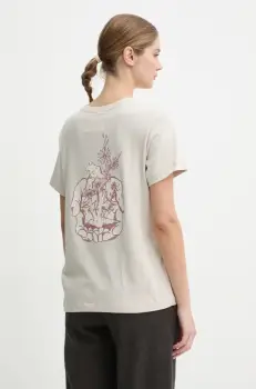 Champion tricou din bumbac femei, culoarea bej, 117497 imagine