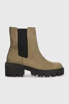 Charles Footwear cizme din piele intoarsa Diana femei, culoarea verde, cu platforma, Diana.Boots.Military.G imagine