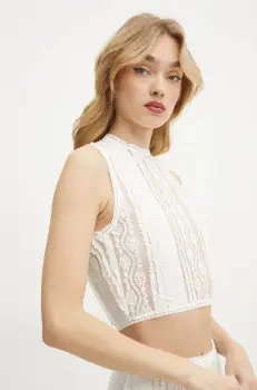 Charo Ruiz Ibiza bluza Asteria femei, culoarea bej, cu imprimeu, 255101 imagine