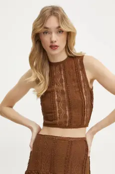 Charo Ruiz Ibiza bluza Asteria femei, culoarea maro, cu imprimeu, 255101 imagine