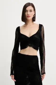 Charo Ruiz Ibiza bluza culoarea negru, uni, 257101 imagine