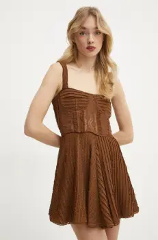 Charo Ruiz Ibiza rochie Mai culoarea maro, mini, evazati, 255601 imagine