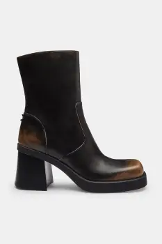 Coach cizme de piele Sculpted C Loved Leather Bootie culoarea negru, cu toc drept, izolare usoara, CBO46 imagine