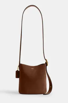 Coach geanta de mana din piele intoarsa Suede Bleecker Bucket 21 culoarea maro, CCW84 imagine