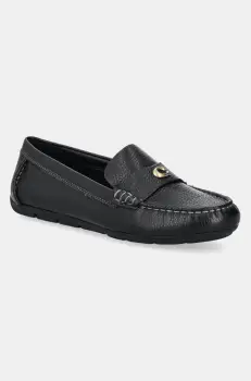 Coach mocasini de piele Leather Driver femei, culoarea negru, cu toc plat, CAS66 imagine