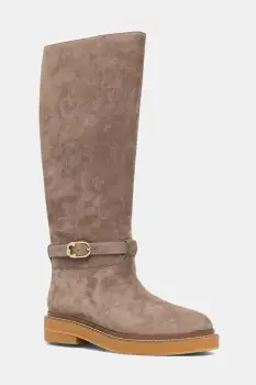 Coccinelle cizme din piele intoarsa culoarea bej, cu toc plat, E4 T7B 15 01 01 N59 imagine