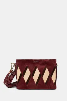 Coccinelle geanta de mana din piele intoarsa BOHEME NEW GEOMET.PATCH culoarea bordo, E1.T66.58.01.01 imagine