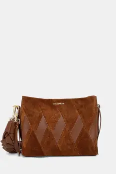 Coccinelle geanta de mana din piele intoarsa BOHEME NEW GEOMET.PATCH culoarea maro, E1.T66.58.01.01 imagine