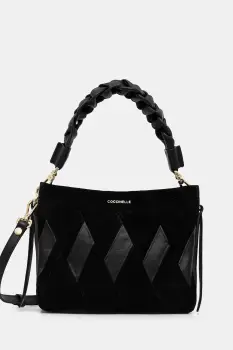 Coccinelle geanta de mana din piele intoarsa BOHEME NEW GEOMET.PATCH culoarea negru, E1.T66.58.01.01 imagine