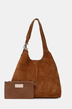 Coccinelle geanta de mana din piele intoarsa culoarea bej, E1.THE.11.01.01 imagine