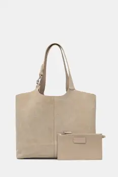 Coccinelle geanta de mana din piele intoarsa culoarea bej, E1.THE.11.01.01 imagine