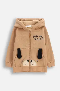 Coccodrillo bluza bebe culoarea maro, cu gluga, cu imprimeu, BUDDIES BOY NEWBORN imagine