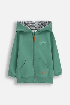 Coccodrillo bluza bebe culoarea verde, cu gluga, uni, FOREST FRIENDS BOY NEWBORN imagine