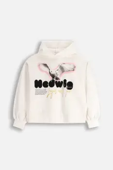 Coccodrillo bluza copii culoarea bej, cu gluga, cu imprimeu, LICENCE GIRL WARNER BROS imagine