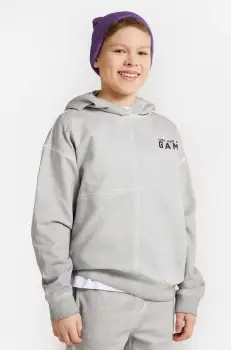 Coccodrillo bluza copii culoarea gri, cu gluga, cu imprimeu imagine
