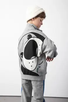 Coccodrillo bluza copii culoarea gri, cu imprimeu, ACADEMY BOY KIDS imagine