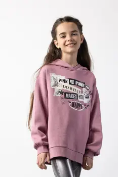 Coccodrillo bluza copii culoarea roz, cu gluga, cu imprimeu, CRAFT PUNK GIRL JUNIOR imagine