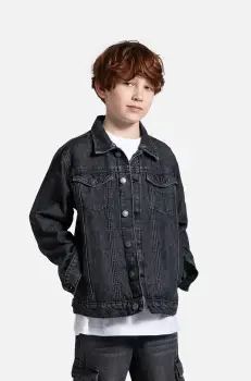 Coccodrillo geaca din denim culoarea gri, JEANS COLLECTION BOY imagine