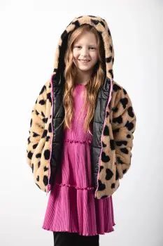 Coccodrillo geaca reversibila pentru copii culoarea maro, OUTERWEAR GIRL KIDS imagine