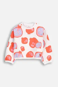 Coccodrillo hanorac de bumbac pentru copii culoarea alb, cu imprimeu, TROPICAL STORY GIRL KIDS imagine