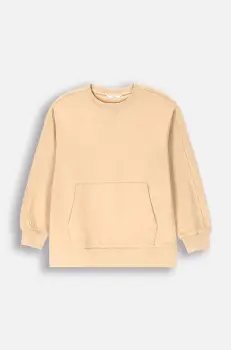 Coccodrillo hanorac de bumbac pentru copii culoarea bej, neted, EVERYDAY GIRL imagine