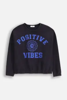 Coccodrillo hanorac de bumbac pentru copii culoarea bleumarin, cu imprimeu, ACADEMY GIRL JUNIOR imagine