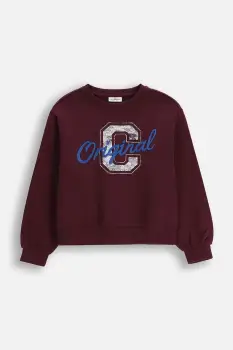 Coccodrillo hanorac de bumbac pentru copii culoarea bordo, cu imprimeu, ACADEMY GIRL JUNIOR imagine