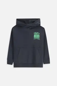 Coccodrillo hanorac de bumbac pentru copii culoarea gri, cu gluga, cu imprimeu, EVERYDAY BOY A imagine