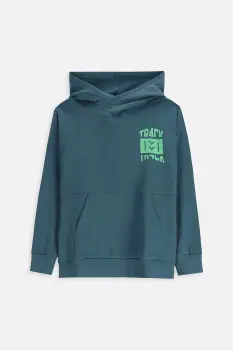 Coccodrillo hanorac de bumbac pentru copii culoarea verde, cu gluga, cu imprimeu, EVERYDAY BOY A imagine