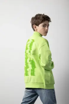 Coccodrillo hanorac de bumbac pentru copii culoarea verde, cu gluga, cu imprimeu, X-RAY VISION BOY JUNIOR imagine