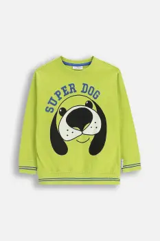 Coccodrillo hanorac de bumbac pentru copii culoarea verde, cu imprimeu, ACADEMY BOY KIDS imagine