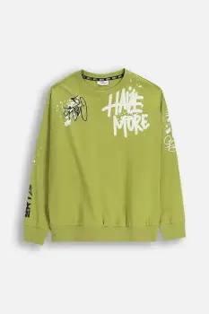 Coccodrillo hanorac de bumbac pentru copii culoarea verde, cu imprimeu, SPORTS BOY JUNIOR imagine