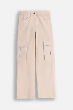 Coccodrillo pantaloni copii culoarea bej, uni, ACADEMY GIRL JUNIOR imagine