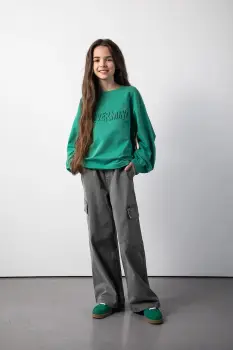 Coccodrillo pantaloni copii culoarea gri, uni, RAVE GIRL JUNIOR imagine