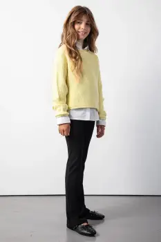 Coccodrillo pantaloni copii culoarea negru, uni, FABOLOUS GIRL JUNIOR imagine