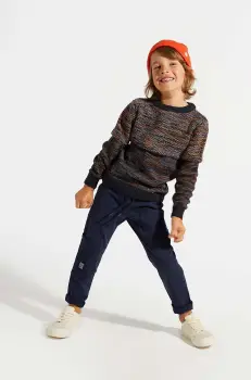 Coccodrillo pantaloni de bumbac pentru copii culoarea albastru marin, neted, DIGITAL BOY KIDS imagine