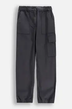 Coccodrillo pantaloni de bumbac pentru copii culoarea gri, uni, WINTER COSY GRIL JUNIOR imagine