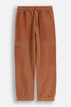 Coccodrillo pantaloni de bumbac pentru copii culoarea maro, uni, YETI BOY KIDS imagine