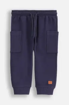 Coccodrillo pantaloni de trening din bumbac pentru bebelusi culoarea bleumarin, uni, SAGE TIME BOY NEWBORN imagine