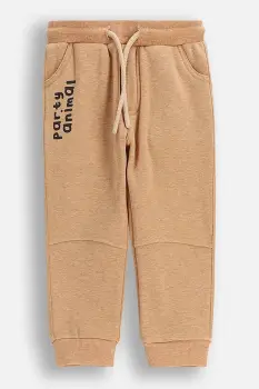 Coccodrillo pantaloni de trening din bumbac pentru bebelusi culoarea maro, uni, BUDDIES BOY NEWBORN imagine