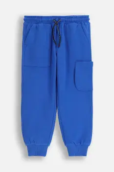 Coccodrillo pantaloni de trening din bumbac pentru copii CITY BUILDER BOY KIDS culoare albastru, uni imagine