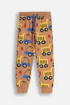 Coccodrillo pantaloni de trening din bumbac pentru copii CITY BUILDER BOY KIDS culoare maro cu model imagine