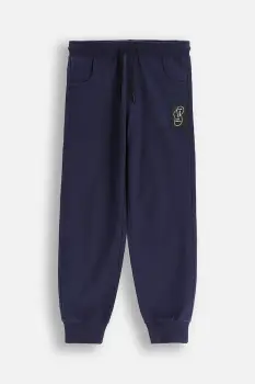 Coccodrillo pantaloni de trening din bumbac pentru copii culoarea bleumarin, uni, EVERYDAY BOY A imagine