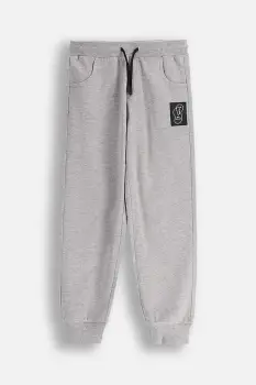 Coccodrillo pantaloni de trening din bumbac pentru copii culoarea gri, uni, EVERYDAY BOY A imagine
