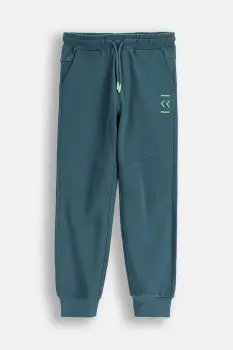Coccodrillo pantaloni de trening din bumbac pentru copii culoarea verde, cu imprimeu, EVERYDAY BOY A imagine