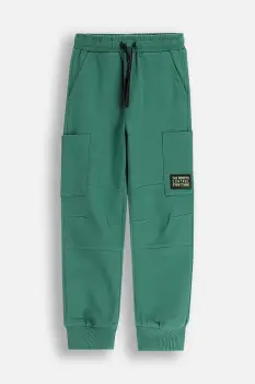 Coccodrillo pantaloni de trening din bumbac pentru copii culoarea verde, uni, X-RAY VISION BOY KIDS imagine