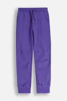 Coccodrillo pantaloni de trening din bumbac pentru copii culoarea violet, uni, EVERYDAY GIRL A imagine