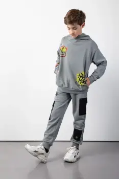 Coccodrillo pantaloni de trening din bumbac pentru copii SPORTS BOY JUNIOR culoare gri, uni imagine